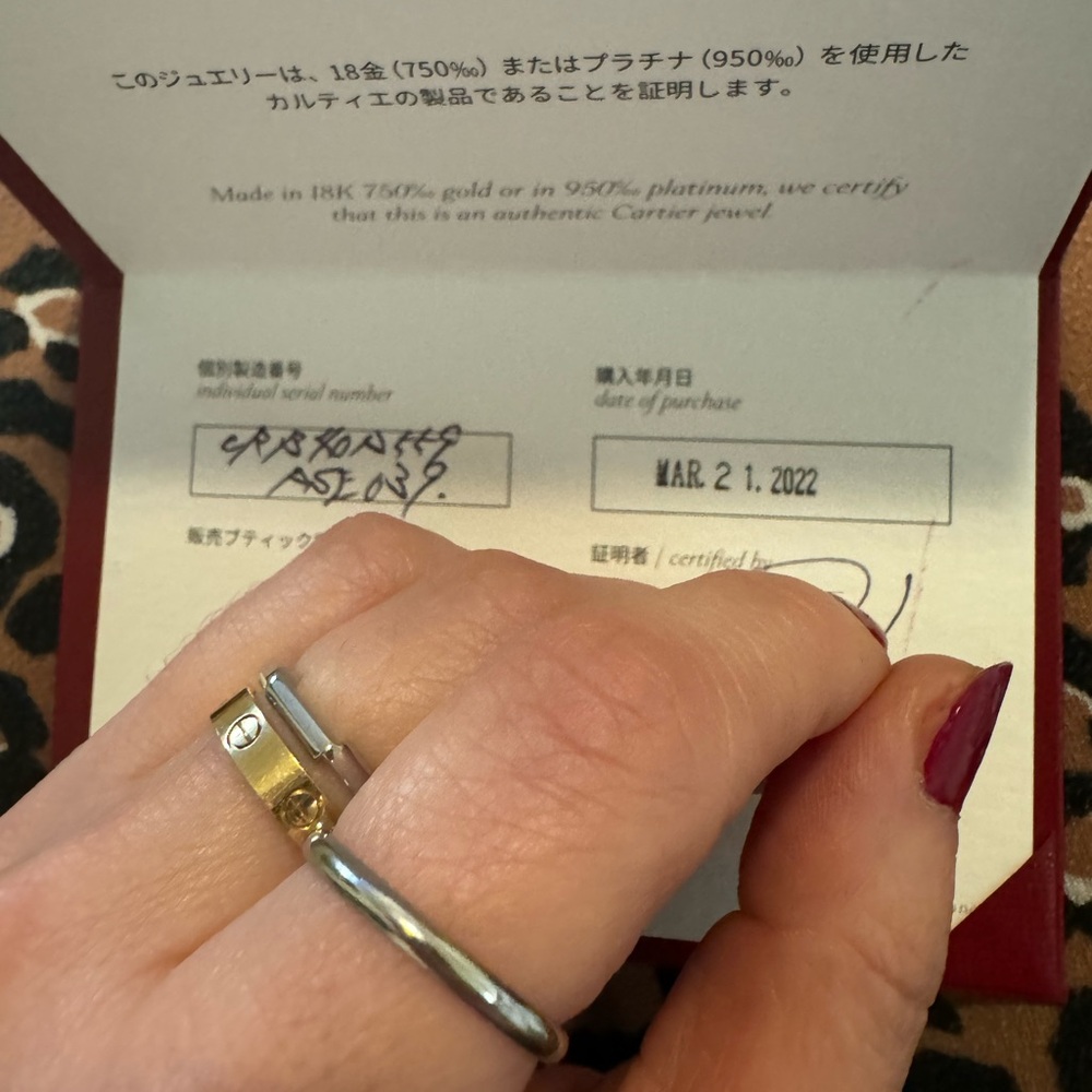 Authentic 1895 CARTIER Platinum Wedding Band ,2.5mm, Pt950 Size 59mm,COA